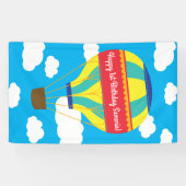 Heißluftballon Niedliche Farbgebung 1. Geburtstag  Banner (Horizontal)