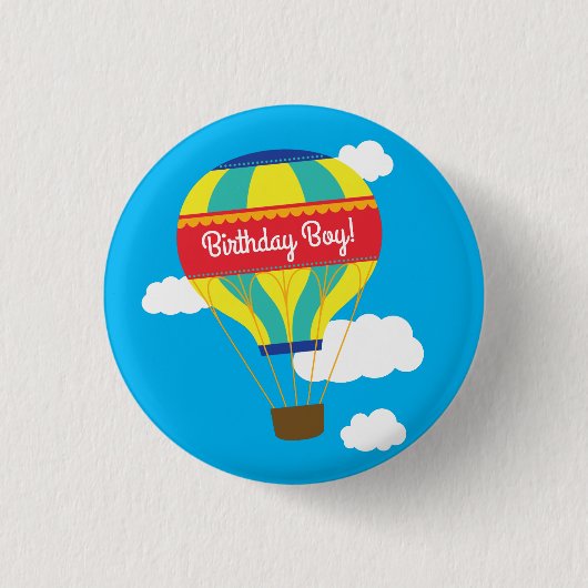 Heißluftballon Niedliche Farbgebung 1. Geburtstag  Button (Vorderseite)