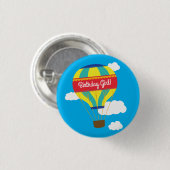 Heißluftballon Niedliche Farbgebung 1. Geburtstag Button (Vorne & Hinten)