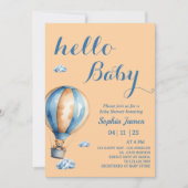 Heißluftballon - Niedliche Teddy Bear Baby Dusche Einladung (Vorderseite)