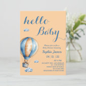 Heißluftballon - Niedliche Teddy Bear Baby Dusche Einladung (Stehend Vorderseite)