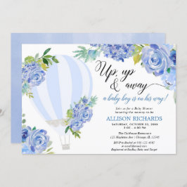 Heißluftballon oben und weg Babydusche Einladung