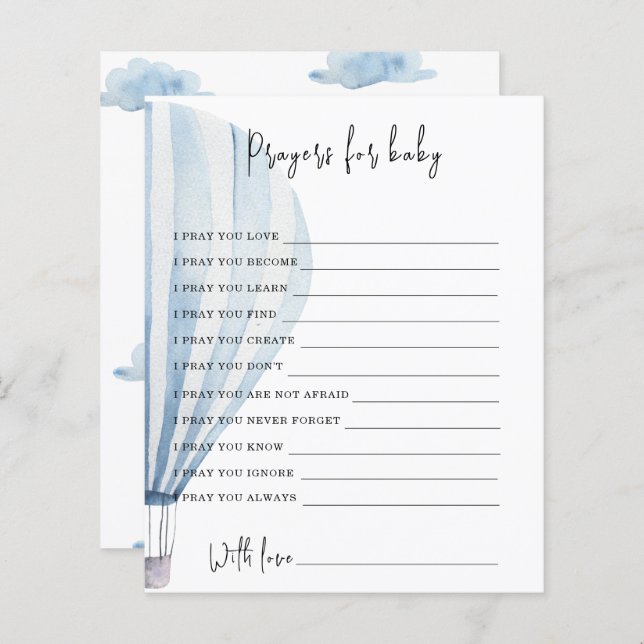 Heißluftballon-Party | Gebete für Baby (Vorne/Hinten)