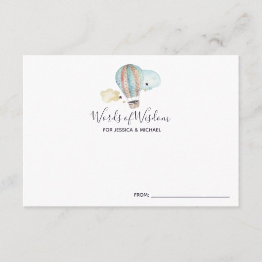 Heißluftballon Party in Baby Duschberatung Begleitkarte (Vorderseite)