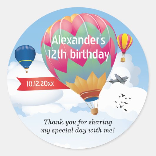 Heißluftballon-Party Runder Aufkleber (Vorderseite)