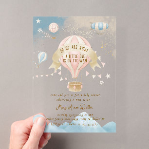 Heißluftballon Pastell-Baby Shower-Einladung Acryleinladungen