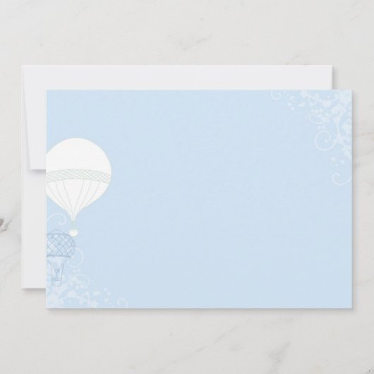 Heißluftballon Pastellblau Es ist eine Baby-Dusche Einladung (Rückseite)