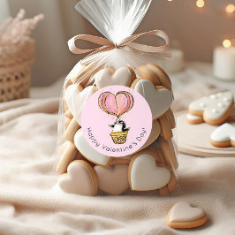 Heißluftballon Pinguin Happy Valentine's Day Runder Aufkleber