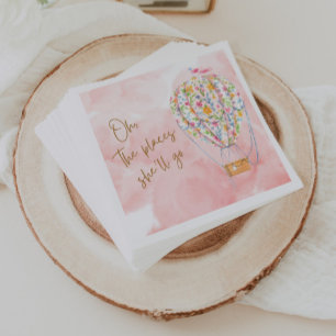 Heißluftballon Pink Aquarellpapier Napf Serviette