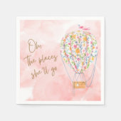 Heißluftballon Pink Aquarellpapier Napf Serviette (Vorderseite)