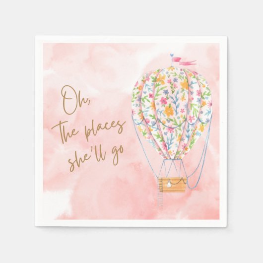 Heißluftballon Pink Aquarellpapier Napf Serviette (Vorderseite)