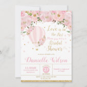 Heißluftballon Pink Blush Brautparty Einladung (Vorderseite)