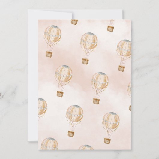 Heißluftballon Pink Boho 1. Geburtstag Einladung (Rückseite)