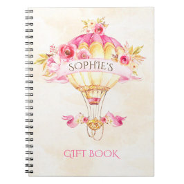 Heißluftballon Pink Gold Gelbe Rosen Geschenk Notizblock