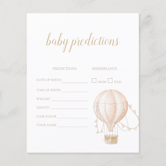 Heißluftballon-Predictionskarte in weichrosa (Vorderseite)