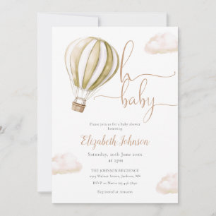 Heißluftballon QR Code Foto Baby Shower Einladung
