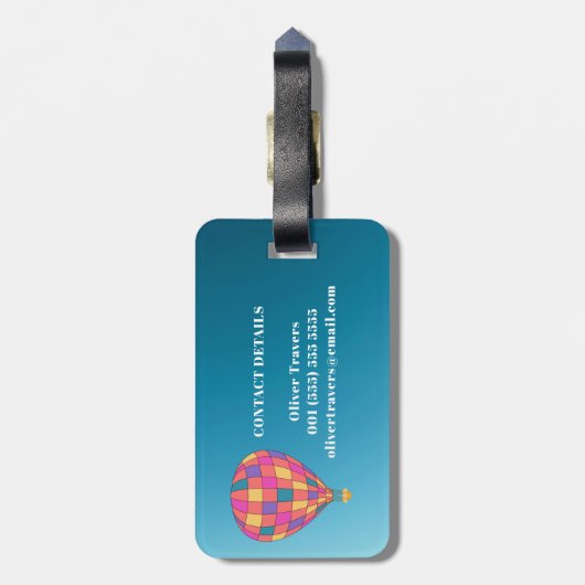 Heißluftballon-Reise Gepäckanhänger (Rückseite vertikal)