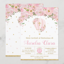 Heißluftballon Rosa Bläsertaufen Christening In