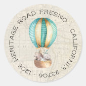 Heißluftballon-Rücksendeadresse Runder Aufkleber (Vorderseite)