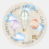 Heißluftballon-Rücksendeadresse Runder Aufkleber (Vorderseite)