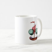 Heißluftballon-Schiff mit rotem Segel Kaffeetasse (VorderseiteRechts)