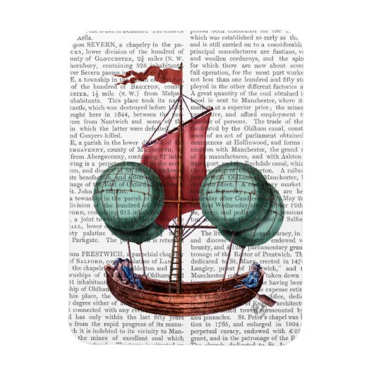 Heißluftballon-Schiff mit rotem Segel Magnet (Vertikal)