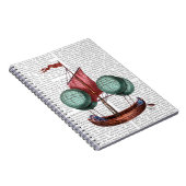 Heißluftballon-Schiff mit rotem Segel Notizblock (Rechte Seite)