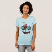 Heißluftballon-Schiff mit rotem Segel T-Shirt (Vorne ganz)