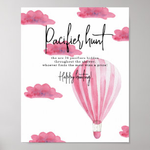 Heißluftballon - Schnuller-Jagdspiel Babydusche Poster