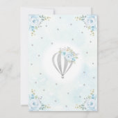 Heißluftballon Silver Blue Floral Baby Dusche  Einladung (Rückseite)