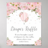 Heißluftballon Silver Pink Floral Diaper Raffel Poster (Vorne)