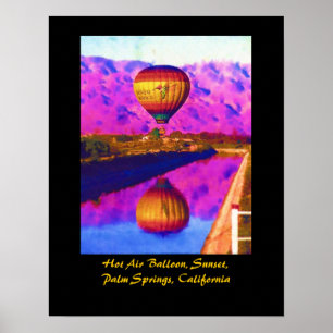 Heißluftballon, Sonnenuntergang, Palmsprings, Kali Poster