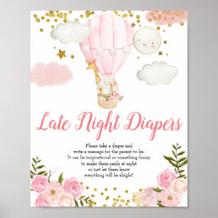 Heißluftballon Spätnachtsdiapers Babydusche Poster