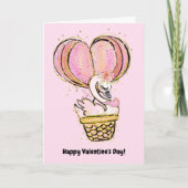 Heißluftballon Swan Happy Valentine's Day Karte (Vorderseite)