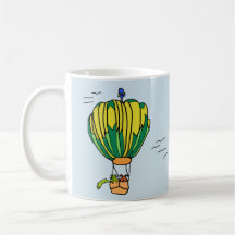 Heißluftballon-Tasse mit Katze und Hund