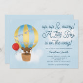 Heißluftballon Teddy Bear Blue Baby Dusche Einladung (Vorne/Hinten)