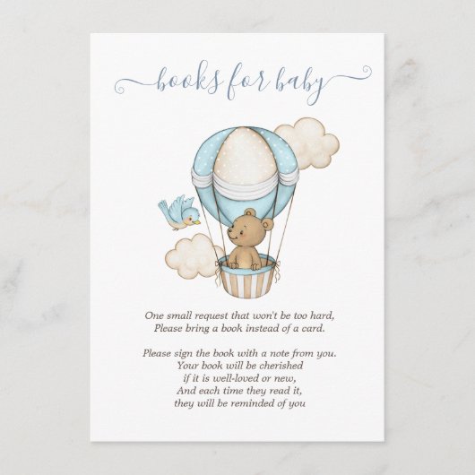 Heißluftballon Teddy Bear Clouds Bird Baby Dusche Begleitkarte (Vorderseite)