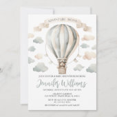 Heißluftballon Teddybär Babydusche Einladung (Vorderseite)