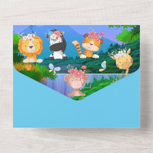 Heißluftballon Tier Pilot Flugzeug Jungs Partys All In One Einladung (Rückseite)