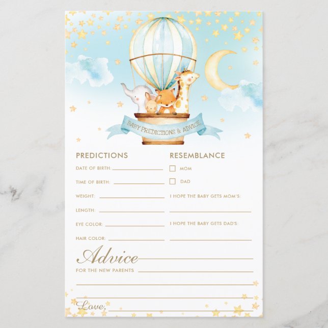 Heißluftballon Tiere Kindervorhersagen & Ratschläg (Vorderseite)