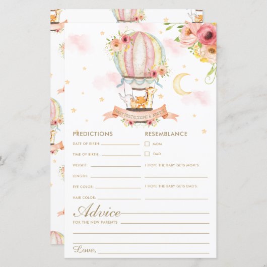 Heißluftballon Tiere Kindervorhersagen & Ratschläg (Vorne/Hinten)