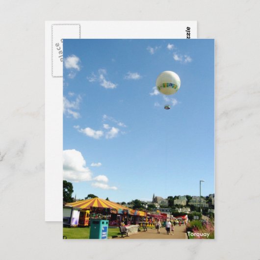Heißluftballon , Torquay Postkarte (Vorne/Hinten)