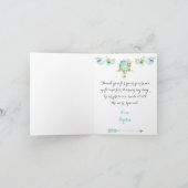 Heißluftballon Türkis Gelbe Rose Dankeskarte (Innenseite)