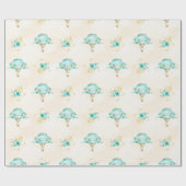 Heißluftballon Türkis Gelbe Rosen Geschenkpapier (Flach)