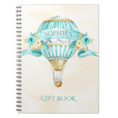 Heißluftballon Turquoise Gold Gelbe Rosen Geschenk Notizblock (Vorderseite)