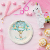 Heißluftballon Turquoise Gold Gelbe Rosen Pappteller (Party)