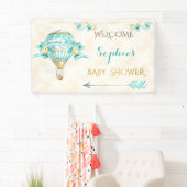 Heißluftballon Turquoise Gold Pfeile Rose Banner (Insitu)