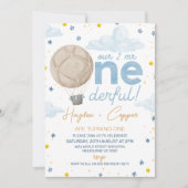 Heißluftballon Twins Zwei Mr. Onederdful Birthday Einladung (Vorderseite)