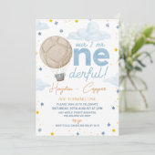 Heißluftballon Twins Zwei Mr. Onederdful Birthday Einladung (Stehend Vorderseite)