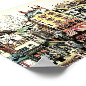 Heißluftballon über antike Stadt Poster (Ecke)